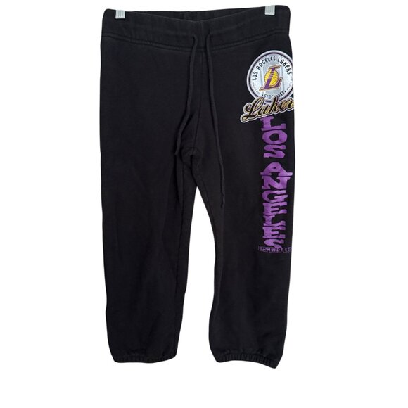 Vintage Los Angeles Lakers Graphic Sweatpants Nba Basketball Black Purple - Picture 1 of 4